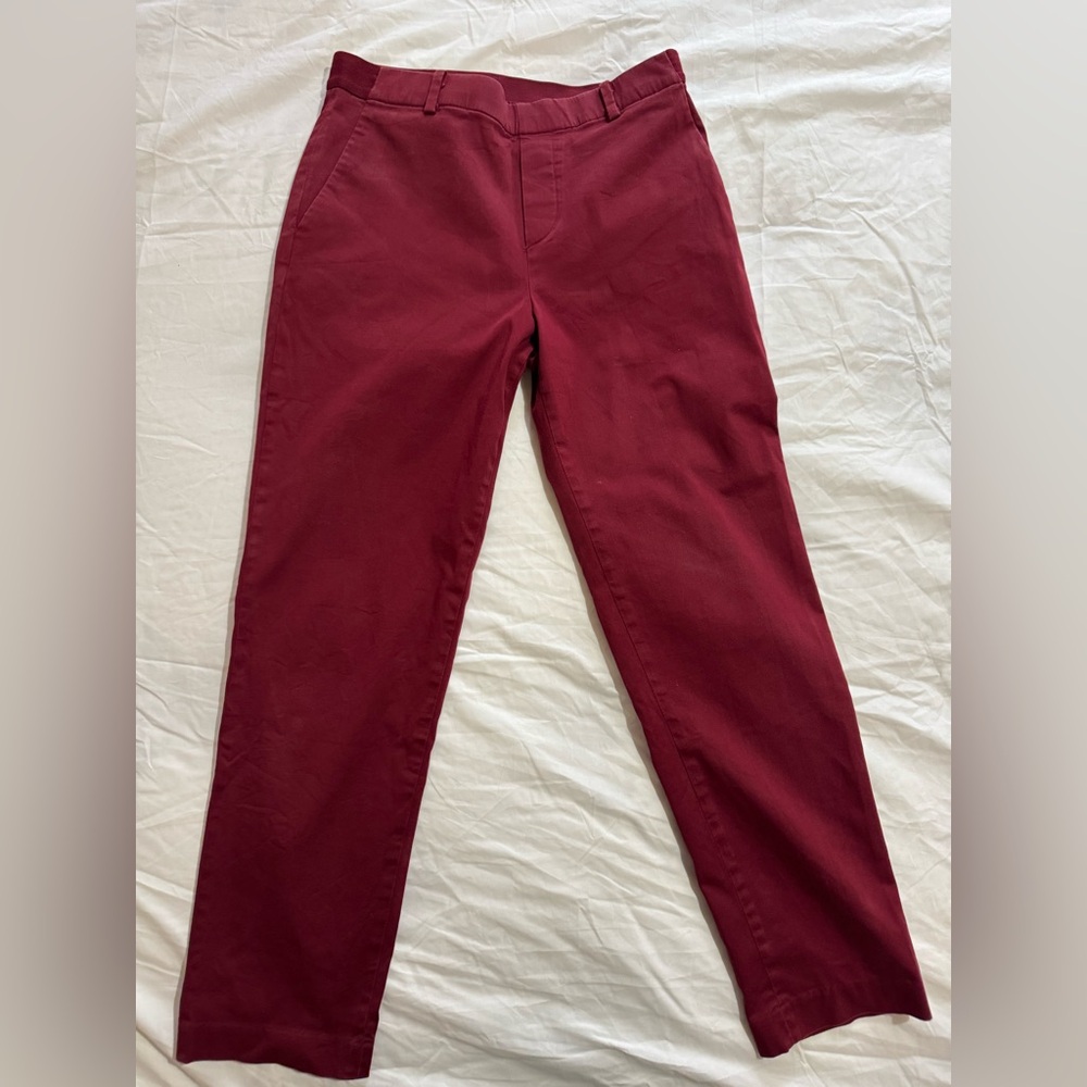 [US 4 / Small] Uniqlo Smart Ankle Pants with 2-Way Stretch in burgundy / maroon